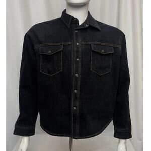 NEW! Wardrobe NYC Men's curved-hem denim jacket BLACK SMALL
